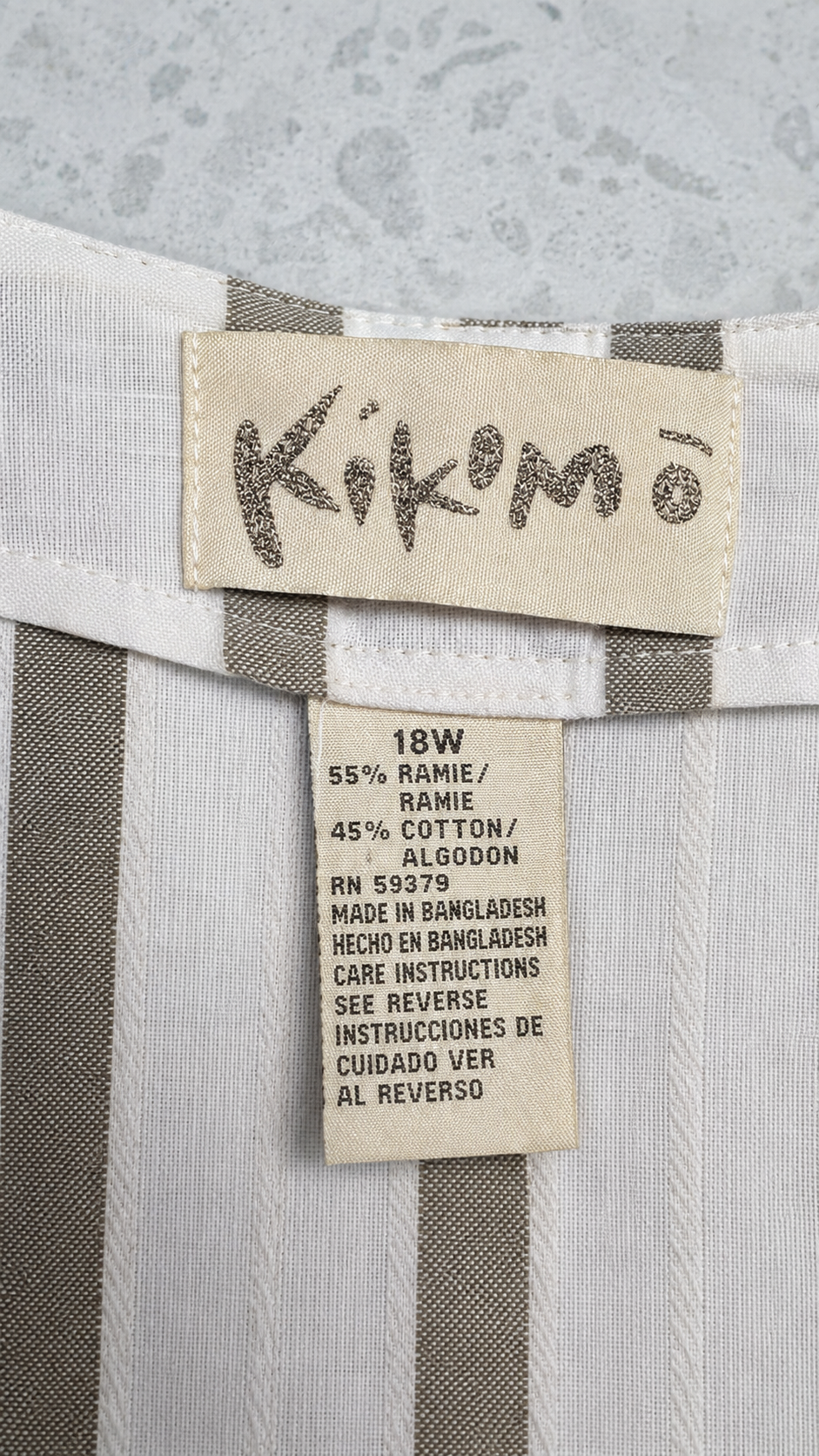 Striped sleeveless jacket White green Kikomō