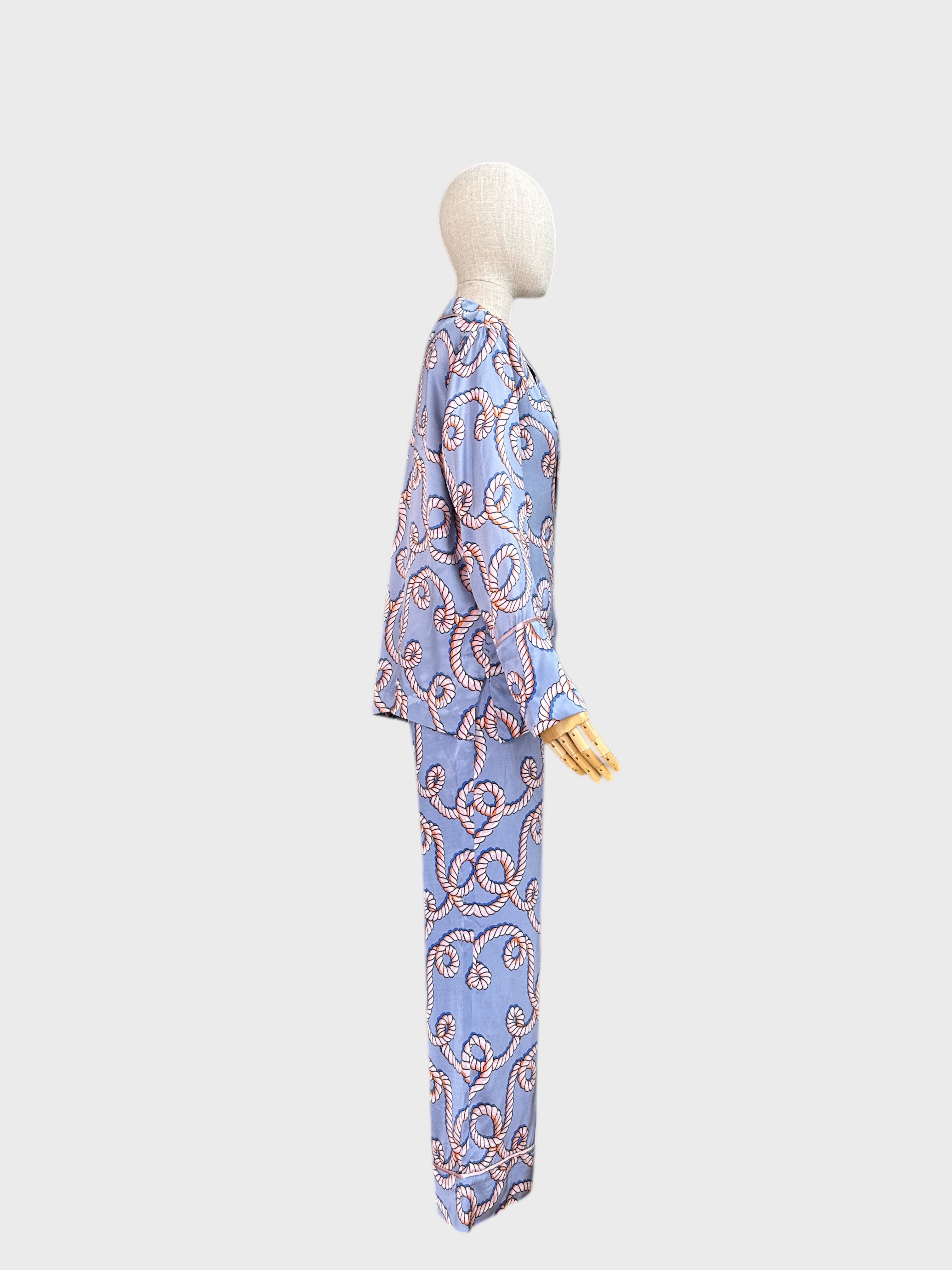 Pyjama 100% soie mauve et rose Hesper Fox, M
