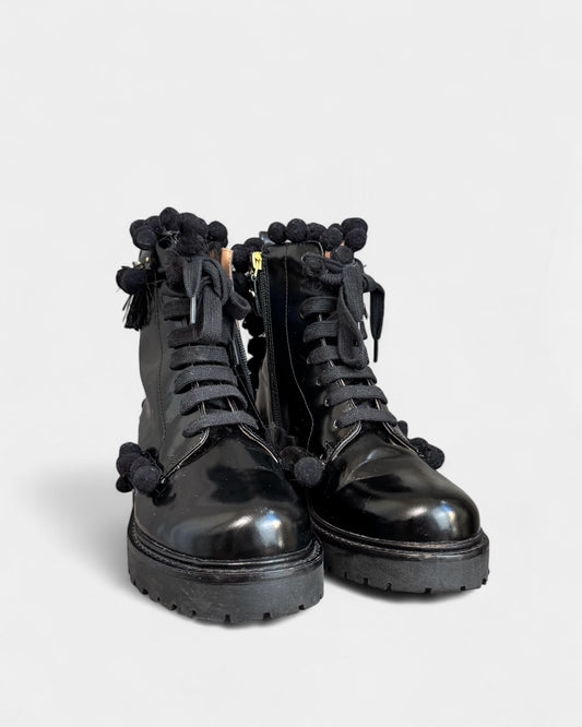 Bottines noires Twinset à pompons, 37