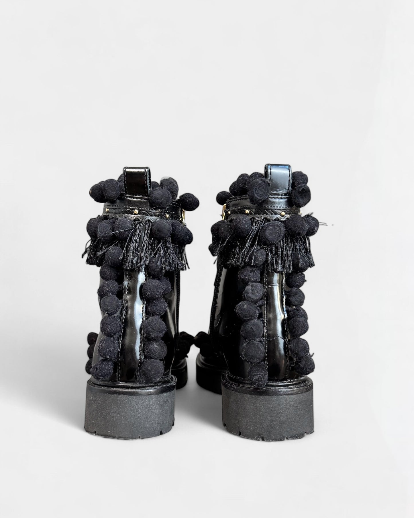 Bottines noires Twinset à pompons, 37