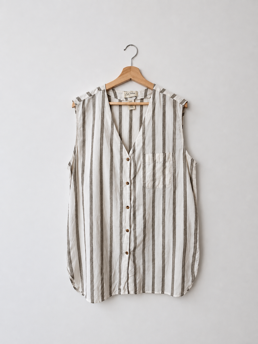 Striped sleeveless jacket White green Kikomō