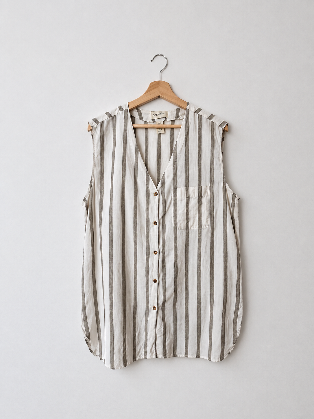 Striped sleeveless jacket White green Kikomō