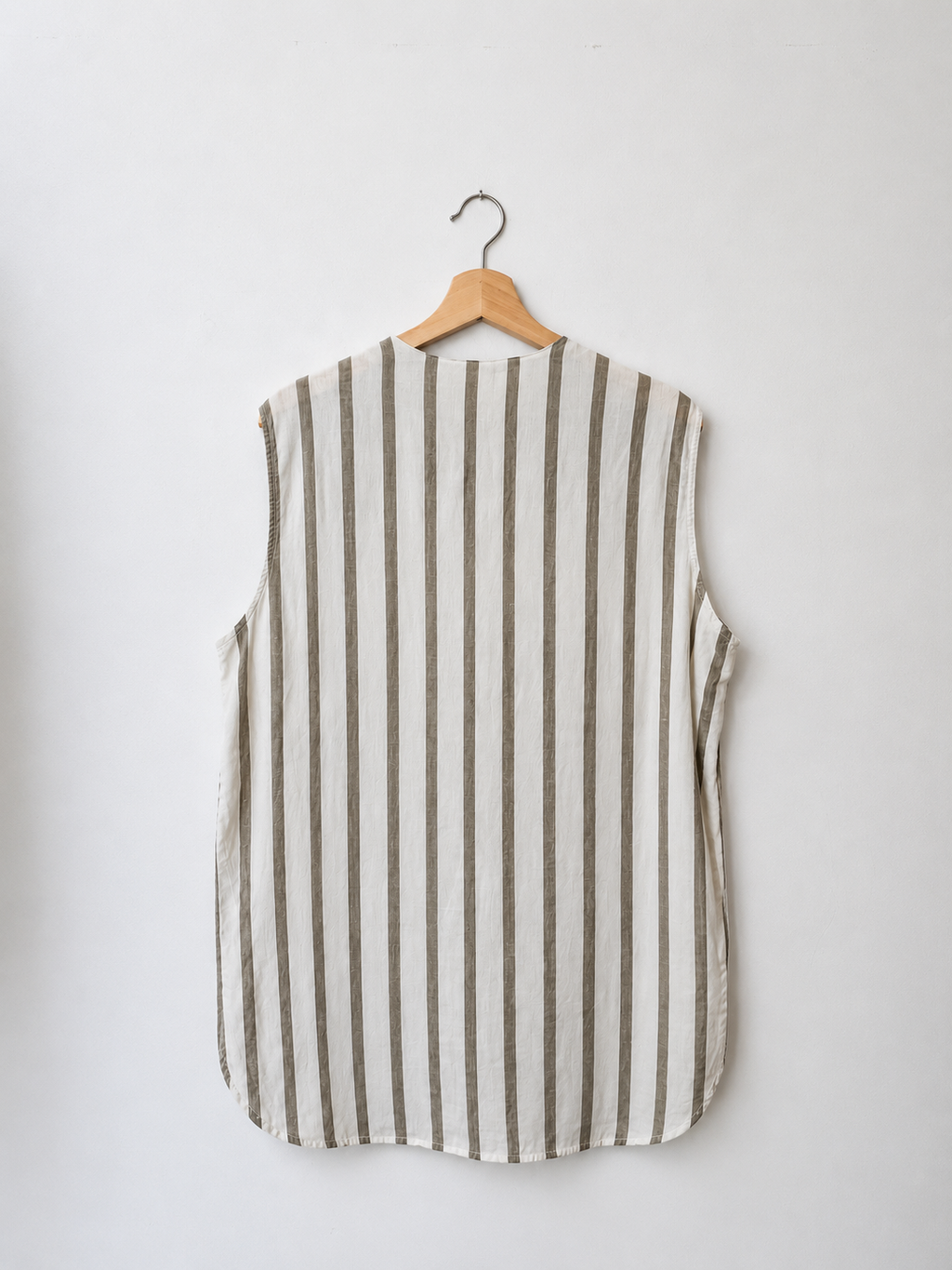 Striped sleeveless jacket White green Kikomō