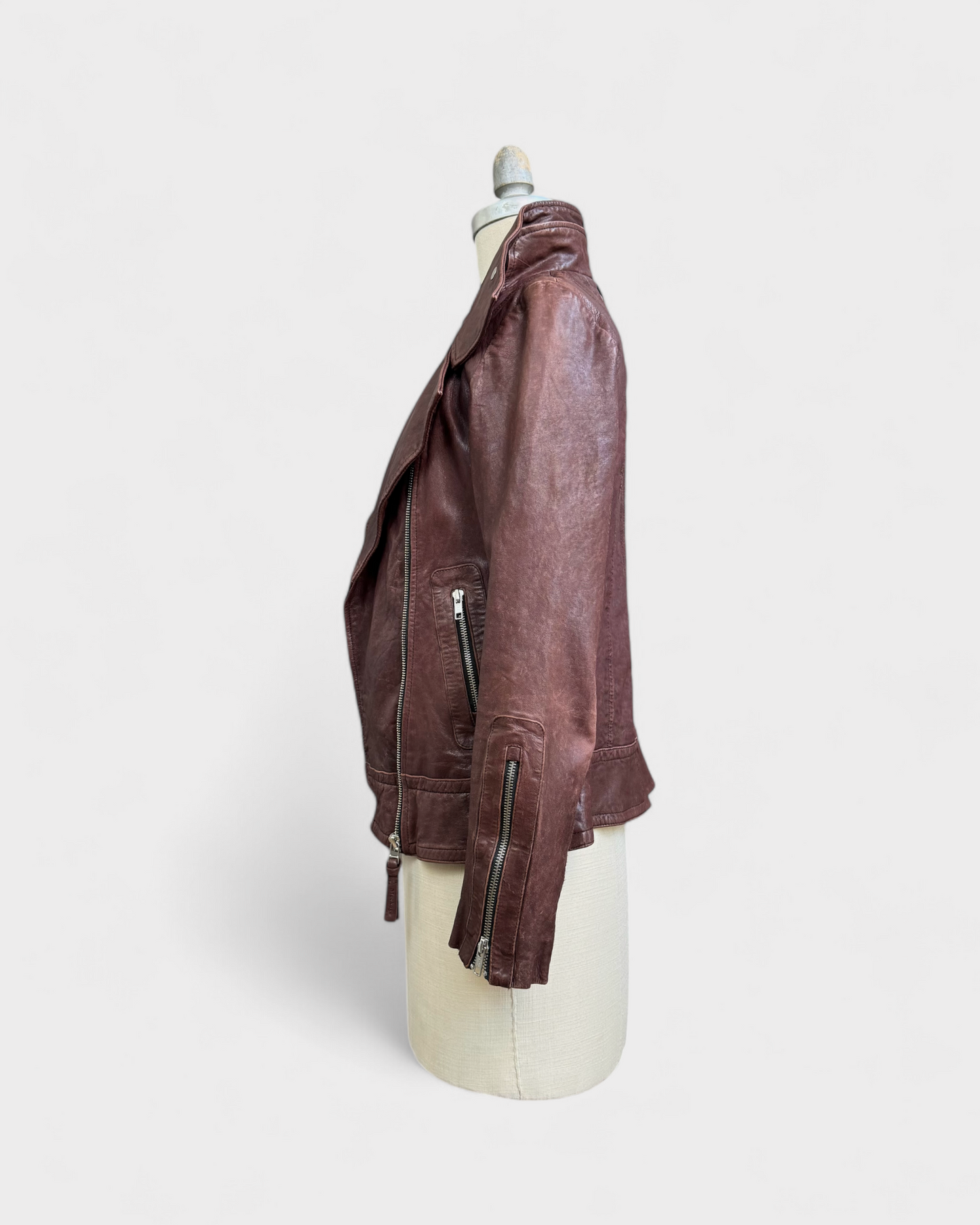 Veste en cuir bordeaux - Mackage, XS