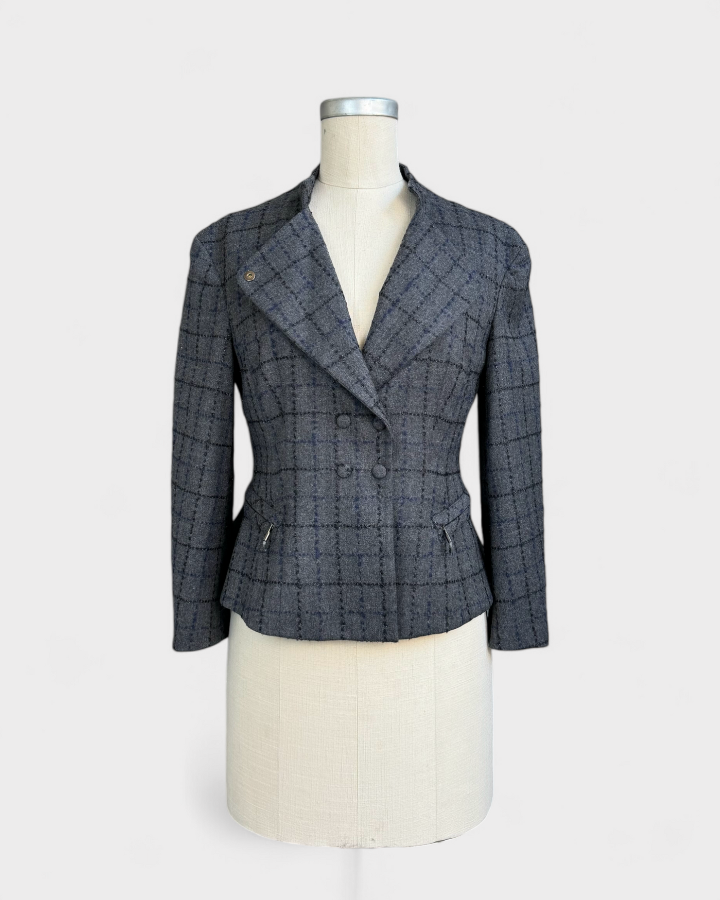 Veste grise à carreaux brillant, Armani, 6