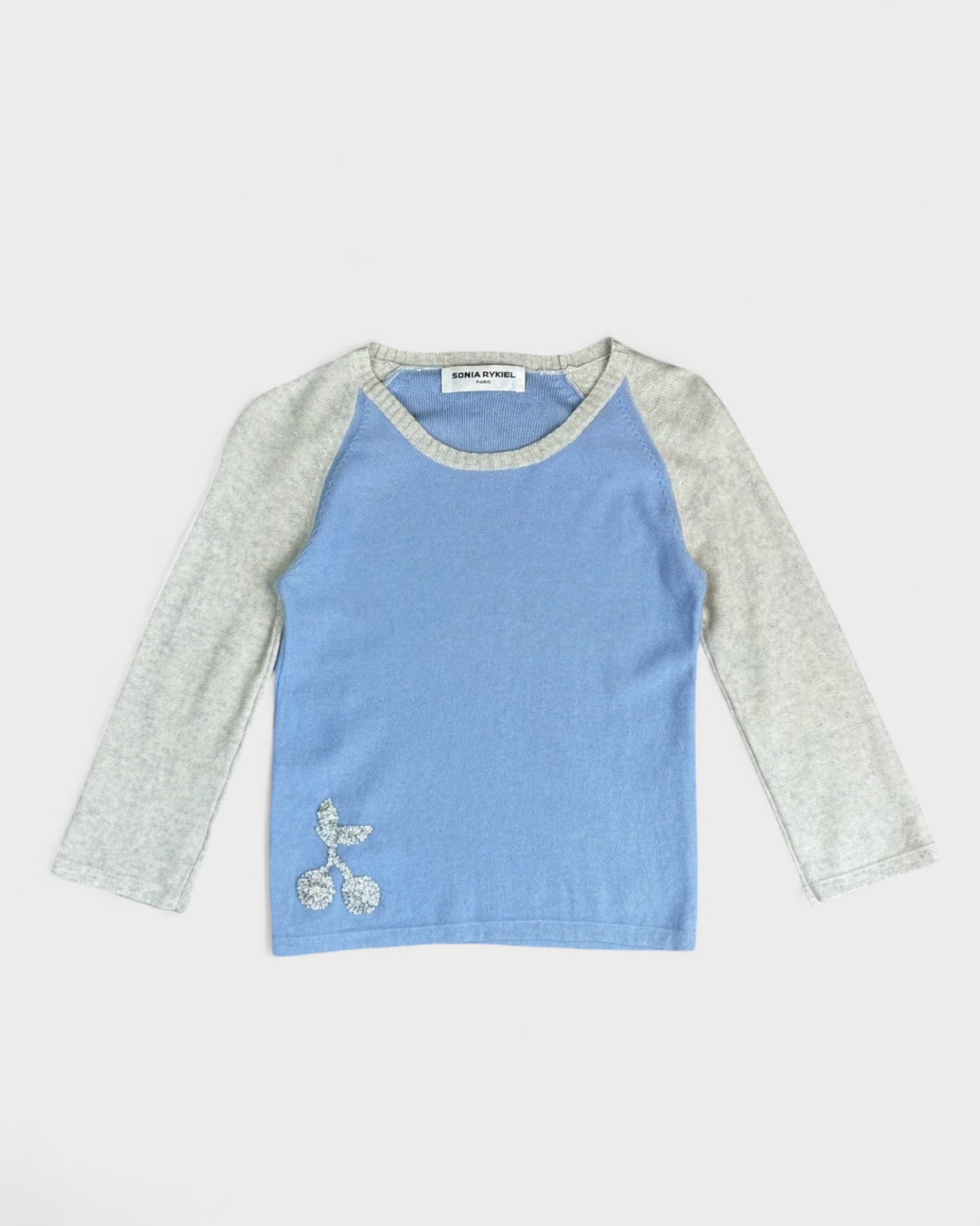 Pull tricot cerise perlée Bleu gris Sonia Rykiel , S