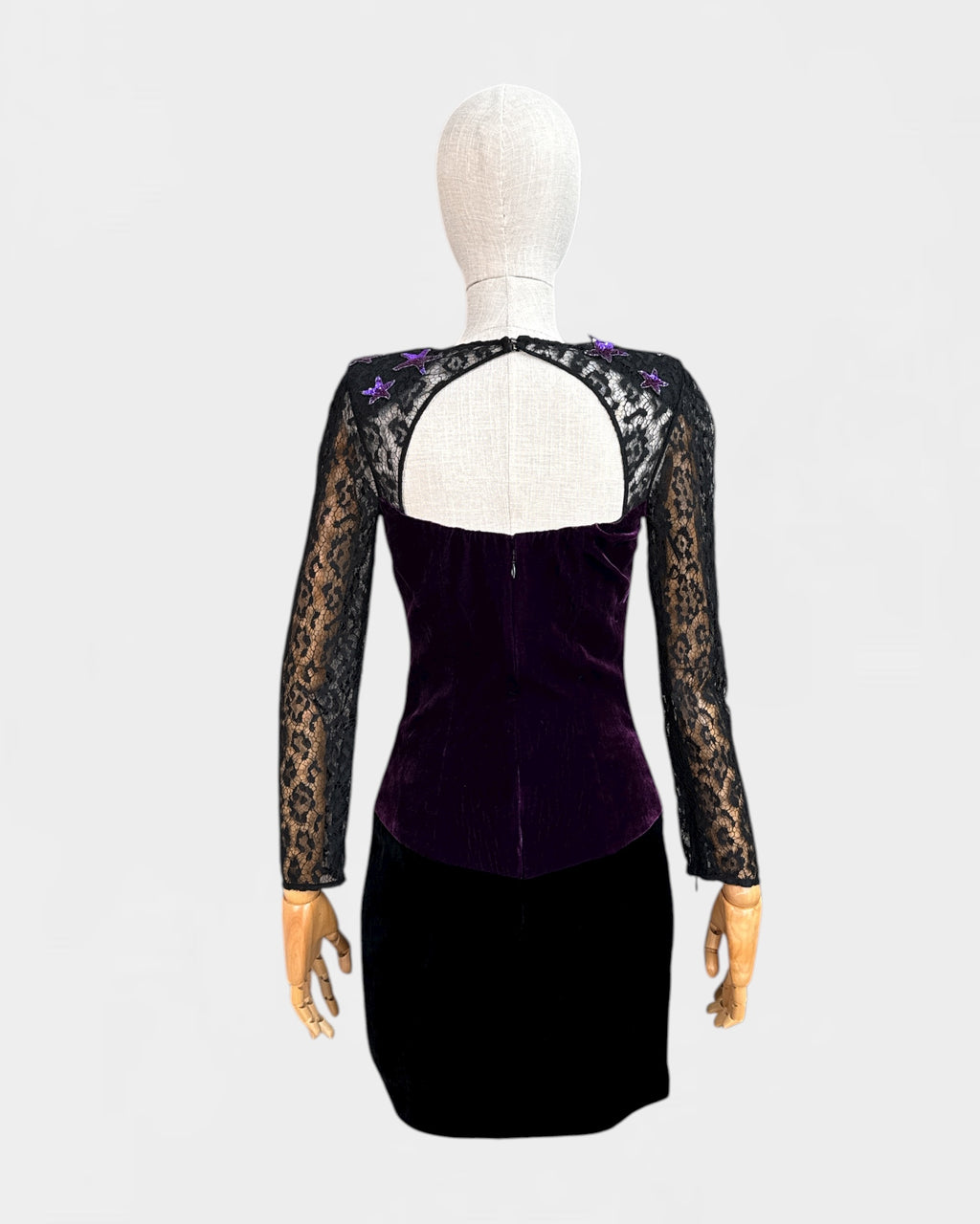 Dundas lace and velvet dress, size 40.